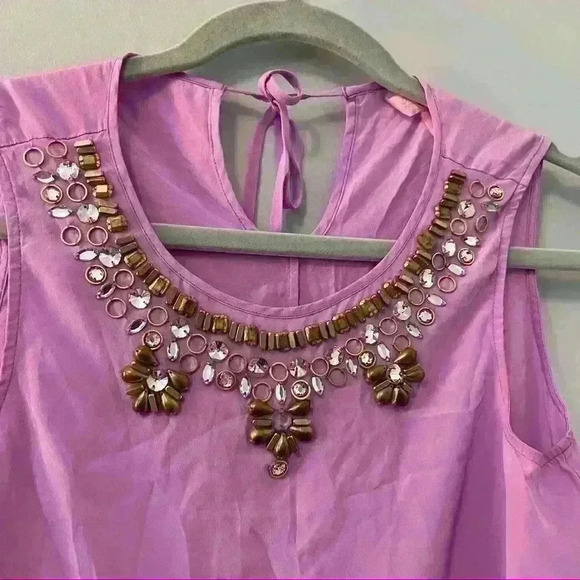 Lilly Pulitzer Silk Purple Sleeveless Blouse with Decorative Neck Size XS - Picture 2 of 10